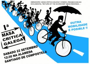 1&ordf; Masa Cr&iacute;tica Galega. S&aacute;bado 22 de setembro. 12:30h na Alameda de Santiago de Compostela
