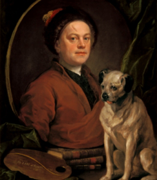 "O pintor e o seu carlino" (1745), &oacute;leo sobre tea.