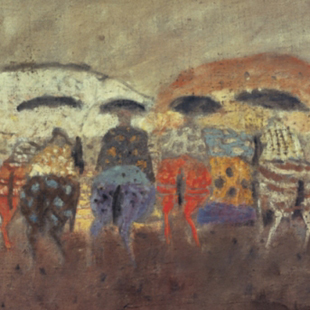 "Motivo d&aacute;lmata", 1950 (detalle), &oacute;leo sobre lenzo.