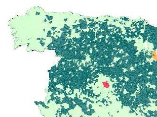 En verde escuro, &aacute;reas sen operador alternativo; en verde claro, cun operador alternativo