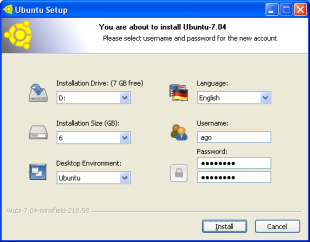 Fiestra de instalaci&oacute;n de Wubi