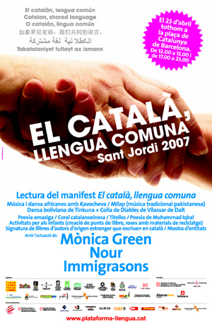 Cartel "El catal&agrave;, llengua comuna"