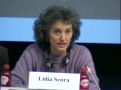 Lidia Senra, nun momento da s&uacute;a intervenci&oacute;n en Bruxelas