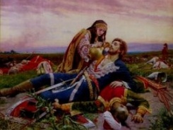 'A vi&uacute;va de Kosovo', alegoria de Serbia, de Uros Pedric (seculo XIX)