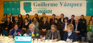 Guillerme V&aacute;zquez, na presentaci&oacute;n da candidatura da Alternativa pola Unidade