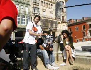 &Aacute;nxela Bugallo, durante a rodaxe da curta