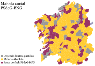Mapa pol&iacute;tico municipal &aacute; sa&iacute;da das urnas en 2007 / Imaxe: Especial de Vieiros Municipais2007