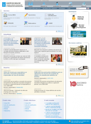 Nova web da Consellar&iacute;a de Educaci&oacute;n (clique para ampliar)