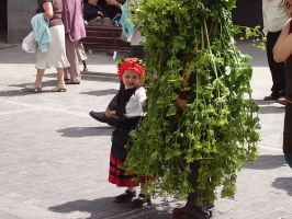 Unha meni&ntilde;a celebrando o Maio en Vilafranca do Bierzo / Flickr: desconciertos