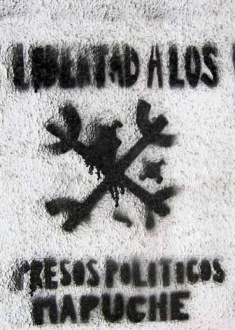 Cartel pedindo a liberdade dos presos pol&iacute;ticos mapuches