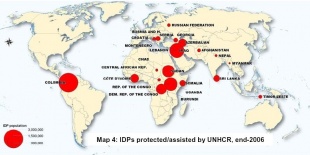 Pa&iacute;ses con maior n&uacute;mero de refuxiados internos