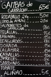 O IPC acadou en maio a s&uacute;a taxa m&aacute;is alta dende 1997 / T&aacute;boa de prezos nun bar andaluz, do Flickr de cuellar