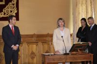 Rosa Quintana, con Feijoo, durante a s&uacute;a toma de posesi&oacute;n (clic para ampliar)